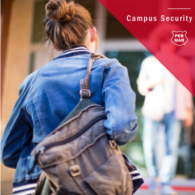 Woman carrying backpack on campus