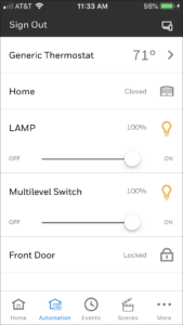 Home Control on cell phone