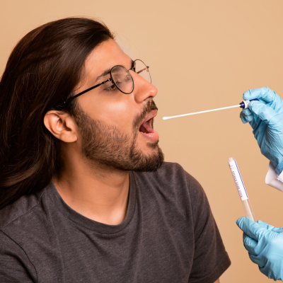Man getting oral fluid drug test