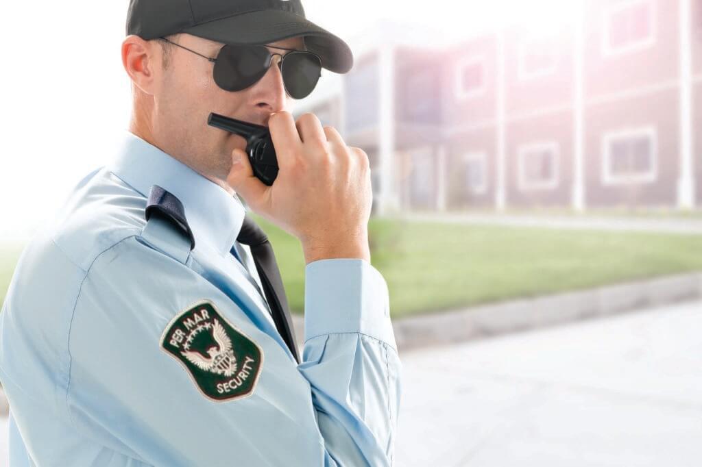 Security Officer on walkie talkie