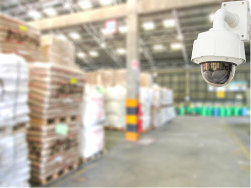 Security camera in warehouse