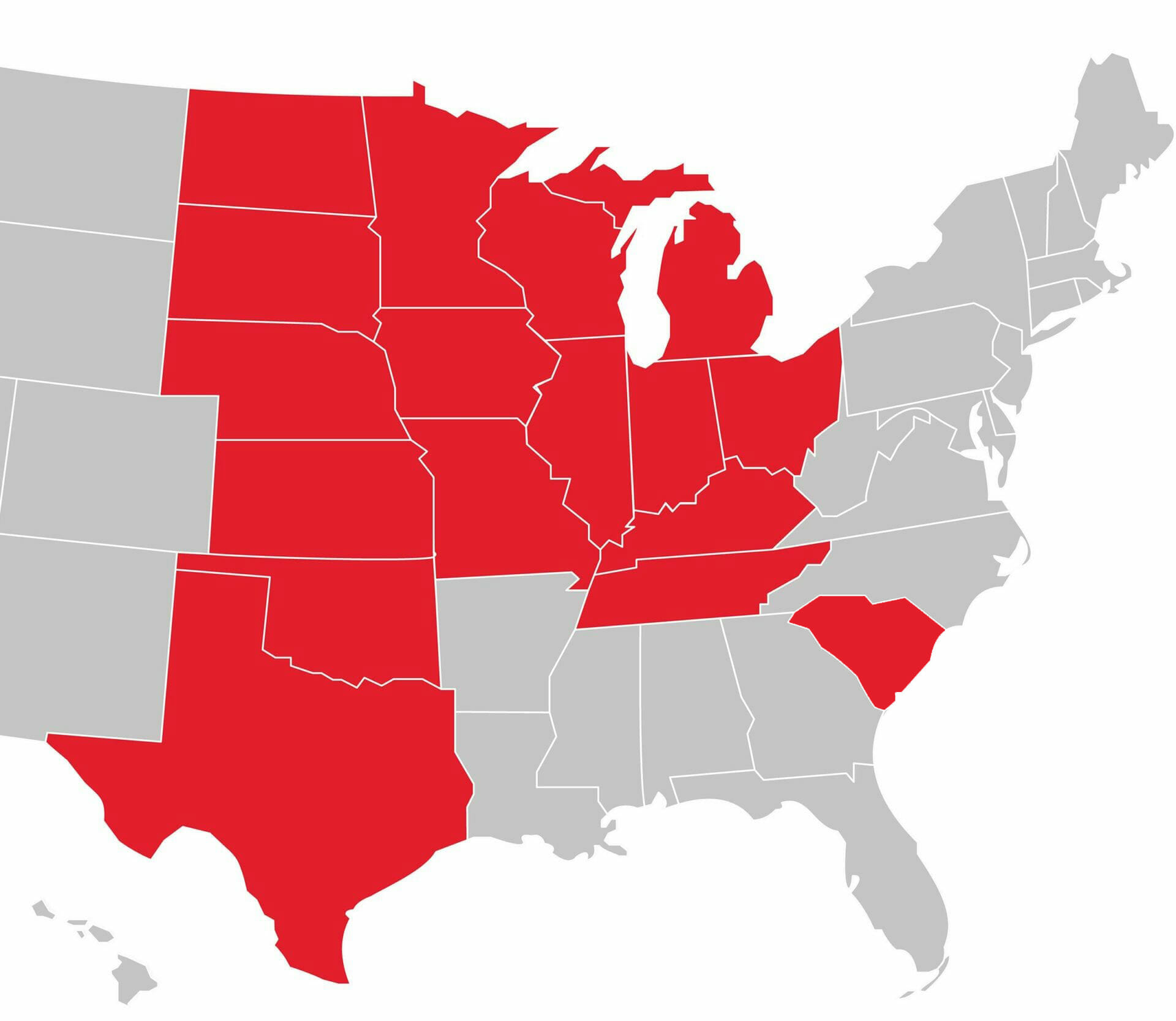 Map of states we are located in