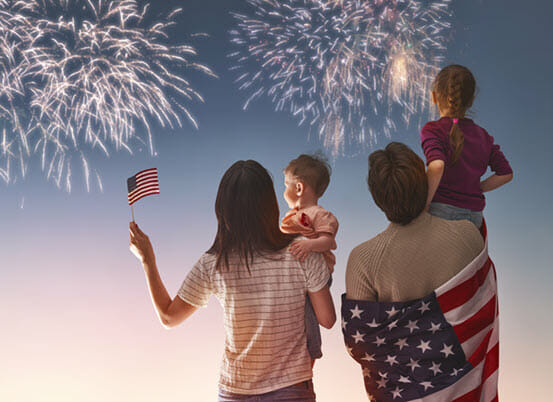 Family celebrating 4th of July